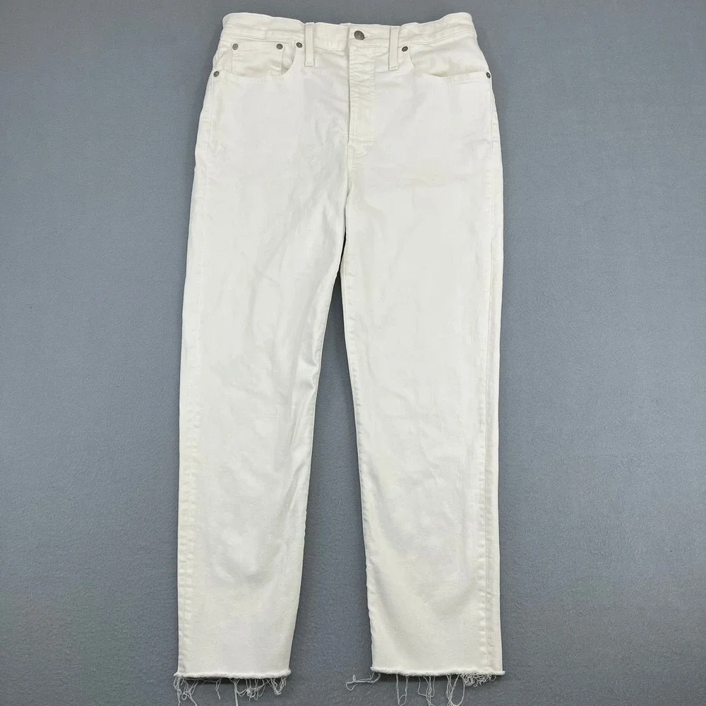 Madewell The Perfect Vintage Crop Jean White High Rise Raw Hem Size 30 - Picture 1 of 13